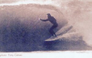 Photo of Ken Roose of Pensacola, Florida. This photo was featured in Surfing Magazine, July 1975. Photo by Tony Caruso.