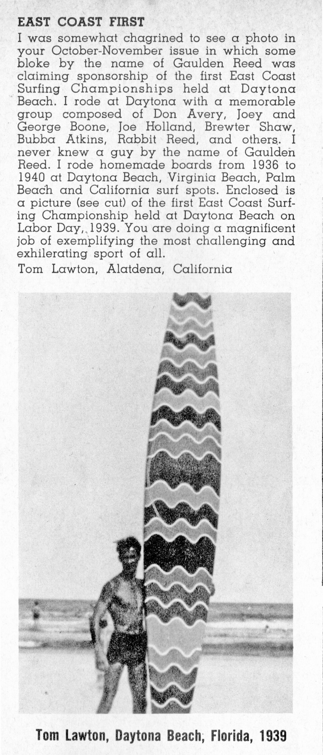 Tom Lawton-Surfer Magazine 1962 Tom Lawton-Surfer Magazine 1962